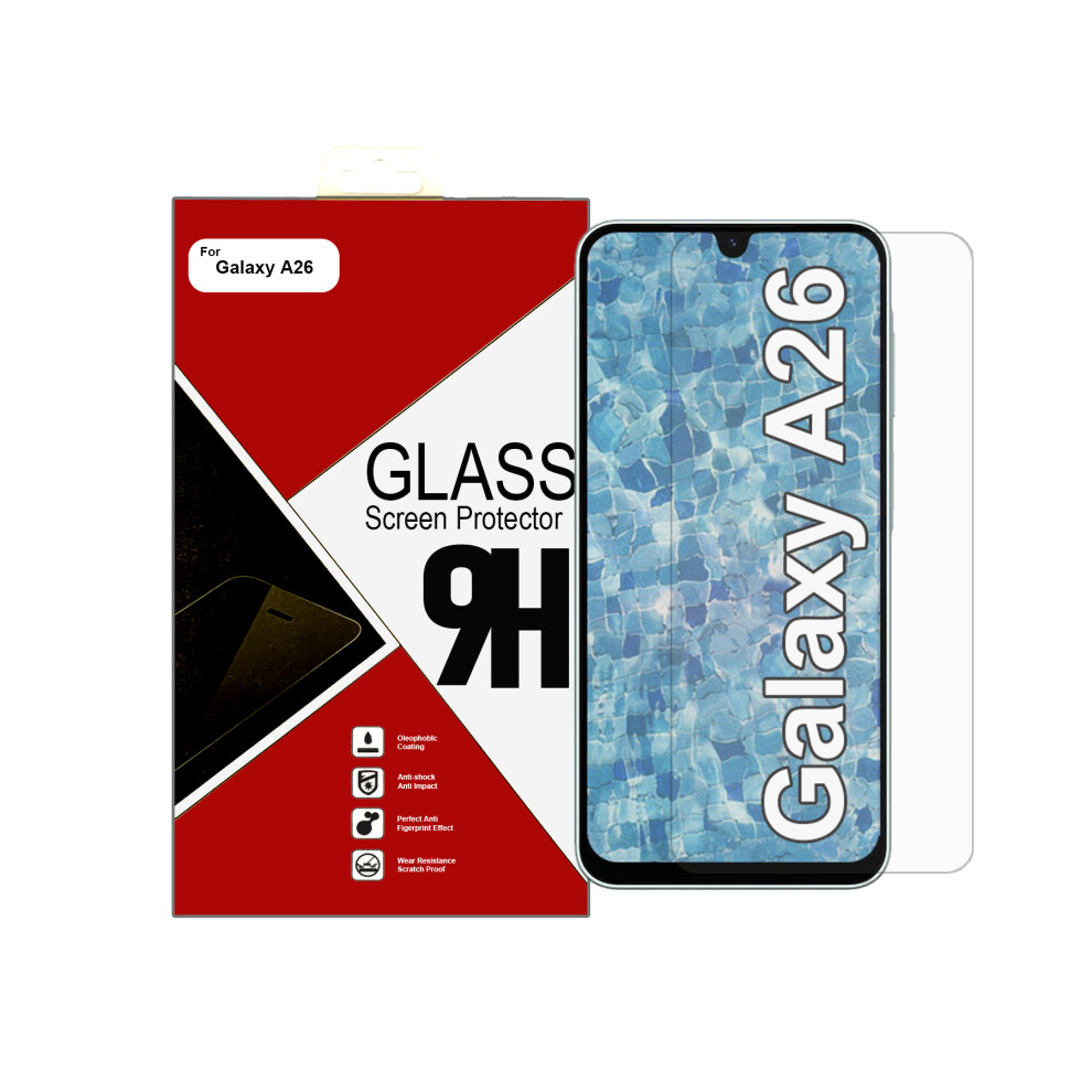 Generic Sold By Gadget Mob Samsung Galaxy A26 Tempered Glass Screen Protector - 9H Hardness, Oleophobic Coating, Anti-Fingerprint, Easy Install, Case-Friendly Clear