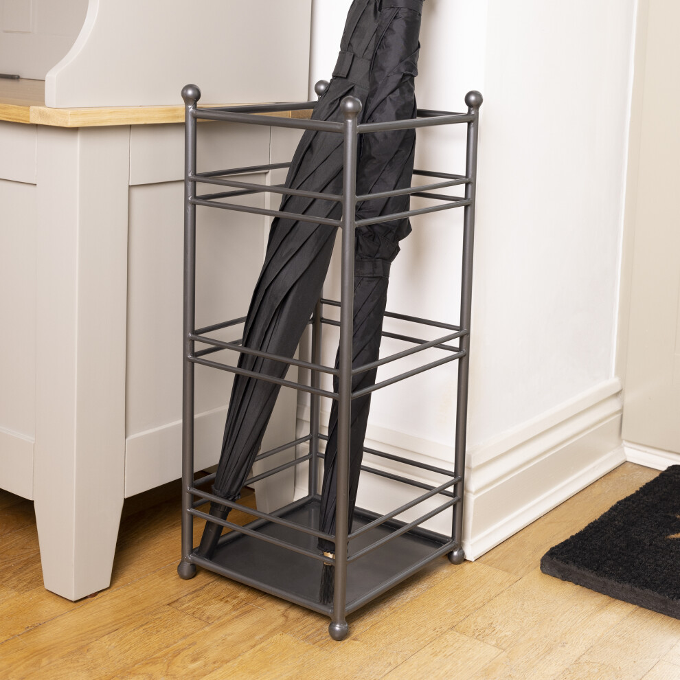 Charnwood Iron Umbrella Stand with Drainage Hole Space Saving Inside/Outside Use 2.04kg Dark Grey Contemporary Freestanding H58 x L25 x D25cm
