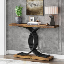 Tribesigns Consoletafel Marmer Imitatie Goud, Smalle Haltafel, Metalen Frame, 100x29.5x80 cm