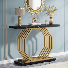 Tribesigns Consoletafel Tribesigns Moderne Consoletafel, met Goud Metalen Frame, 100x30x80cm