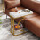 Tribesigns Table d'appoint Tribesigns Table d'appoint étroite Table d'appoint en or blanc en forme de C 2