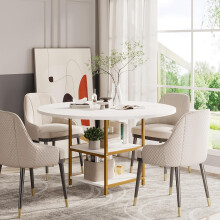 Tribesigns Eettafel Ronde Eettafel voor 4 Personen in Bruin/Zwart 120 x 75 cm