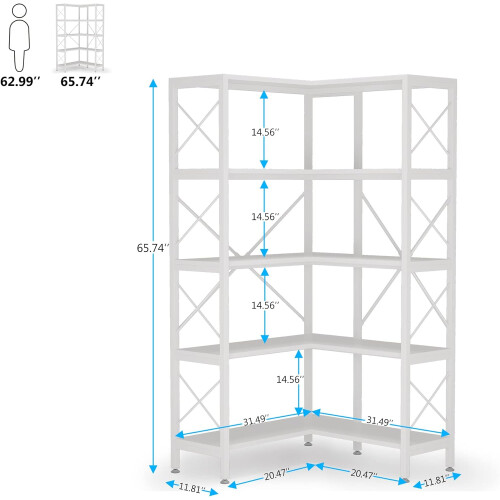 Tribesigns Tribesigns Corner Shelf Bookcase, 5 Tier Corner Bookshelf, Storage Shelf 1