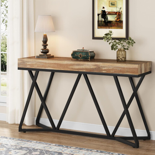 Tribesigns Tribesigns Console Table 140cm Console Table, Wooden Entryway Table with Unique Metal Base