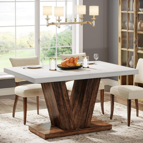 Tribesigns Tribesigns dining table kitchen table for 4-6 people, 120cm kitchen table with heavy base