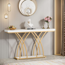 Tribesigns Consoletafel 140 cm Gouden Consoletafel, Smalle Lange Haltafel