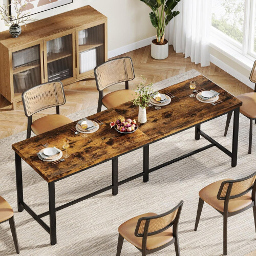 Tribesigns Dining table 200x60cm wooden dining table for 8-10 Industrial rectangular kitchen table 1