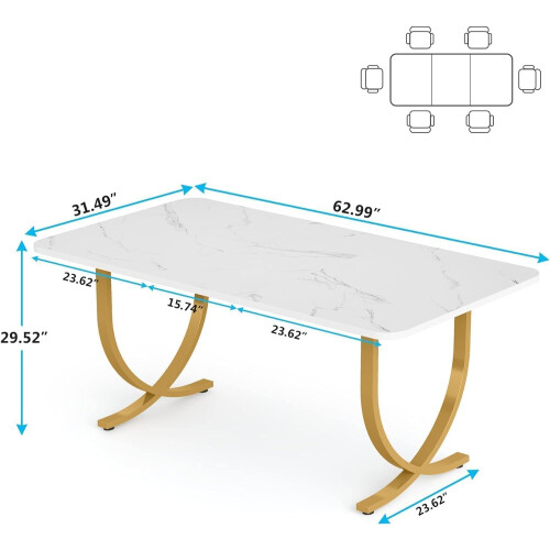 Tribesigns Dining table 160 x 80 cm dining table with metal legs, modern dining room kitchen table 2