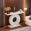 Tribesigns Tribesigns console table with a round, flower-shaped base, 100 x 30 x 79 cm, white 4