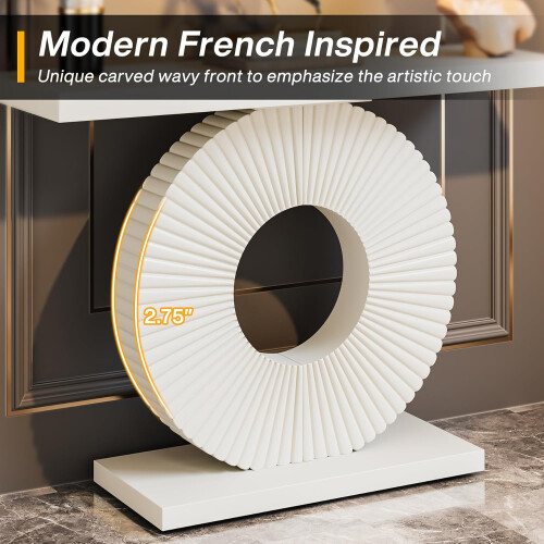 Tribesigns Tribesigns console table with a round, flower-shaped base, 100 x 30 x 79 cm, white 1