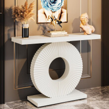 Tribesigns Consoletafel Haltafel met ronde, bloemvormige voet 100 x 30 x 79 cm, Wit