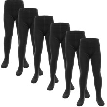 (5-6 Years, Black) Kids Girls Cotton Uniform School Tights Pack Of 6