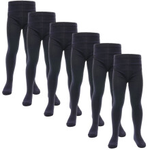 (5-6 Years, Navy) Kids Girls Cotton Uniform School Tights Pack Of 6