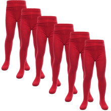 (7-8 Years, Red) Kids Girls Cotton Uniform School Tights Pack Of 6