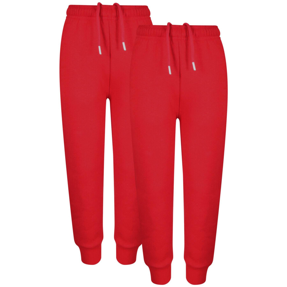 A2zkids (3-4 Years, Red 2 Pack) Kids Unisex Fleece Jogging Bottoms Trouser