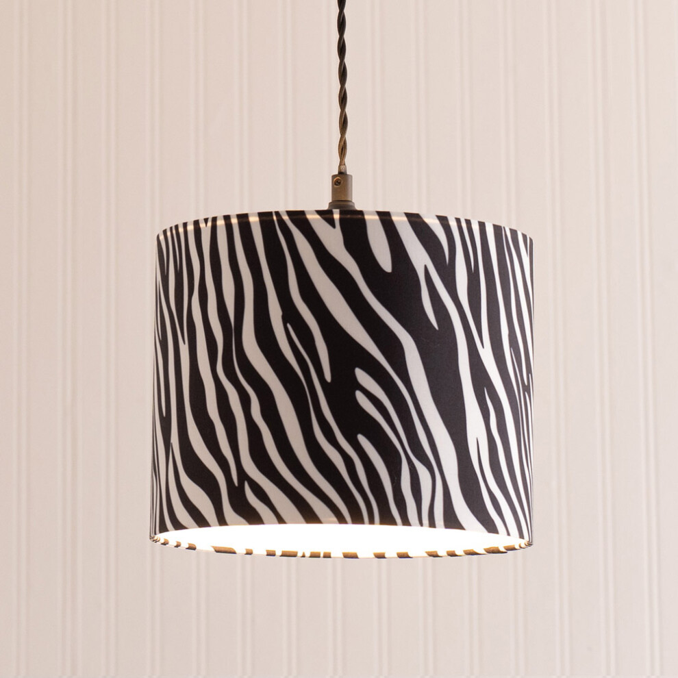 ValueLights Oasis Zebra Print & Chrome Inner Drum Ceiling Lamp Shade