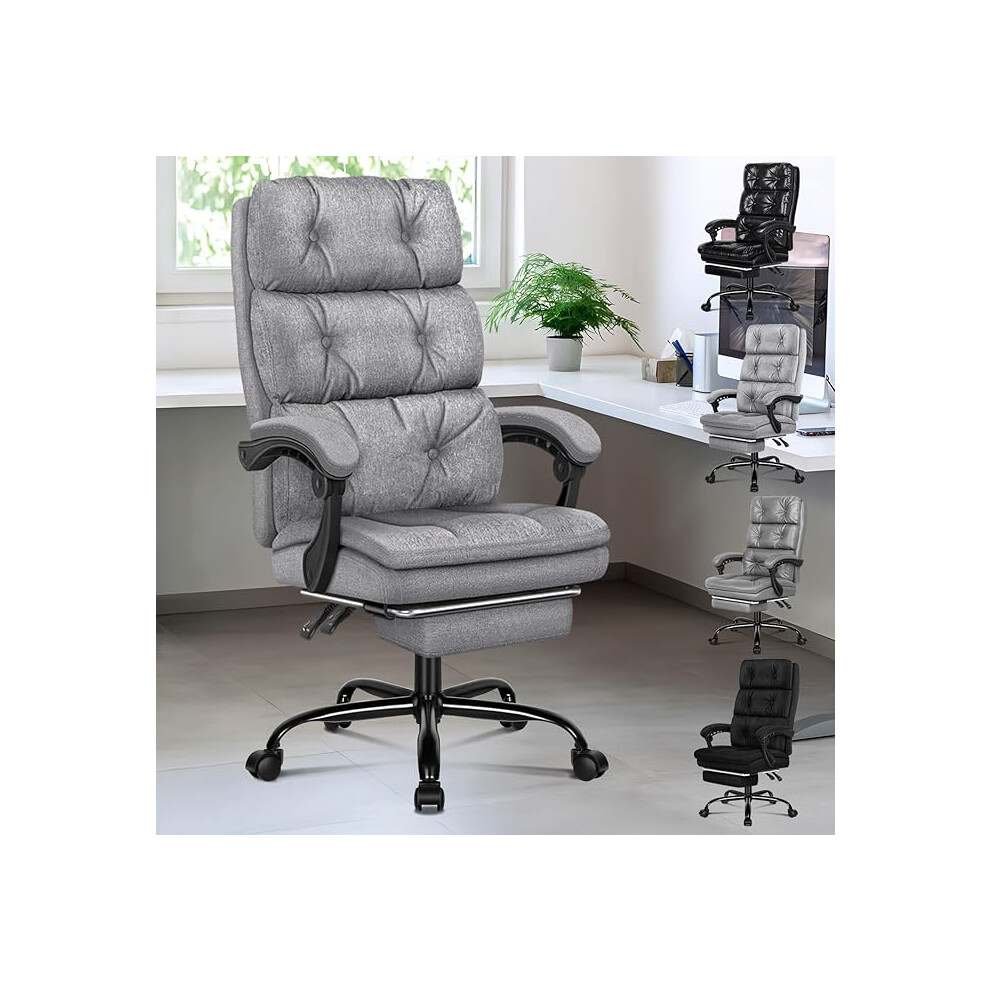 Alfordson Chaise De Bureau Pour Ordinateur SièGe En Tissu Recliner Gaming Gris-image