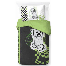 Jay Franco Minecraft Creeper Doodle 100% Cotton Single Duvet Cover Set - Bedding Includes 50 x 70 cm Pillowcase