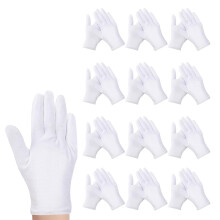 24 Pcs White Cotton Work Gloves, X-Large Thickened Soft White Gloves Coin Jewelry Silver Inspection Guard Gloves, Moisturising Dry Hand Cotton Gloves,