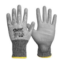 QEARSAFETY 10 Pairs Lightweight Cut Protect Level 3 Work Gloves, HPPE Yarn Lnitted Liner, Thin PU Coated Palm, Breathable, Comfort, Assembling,