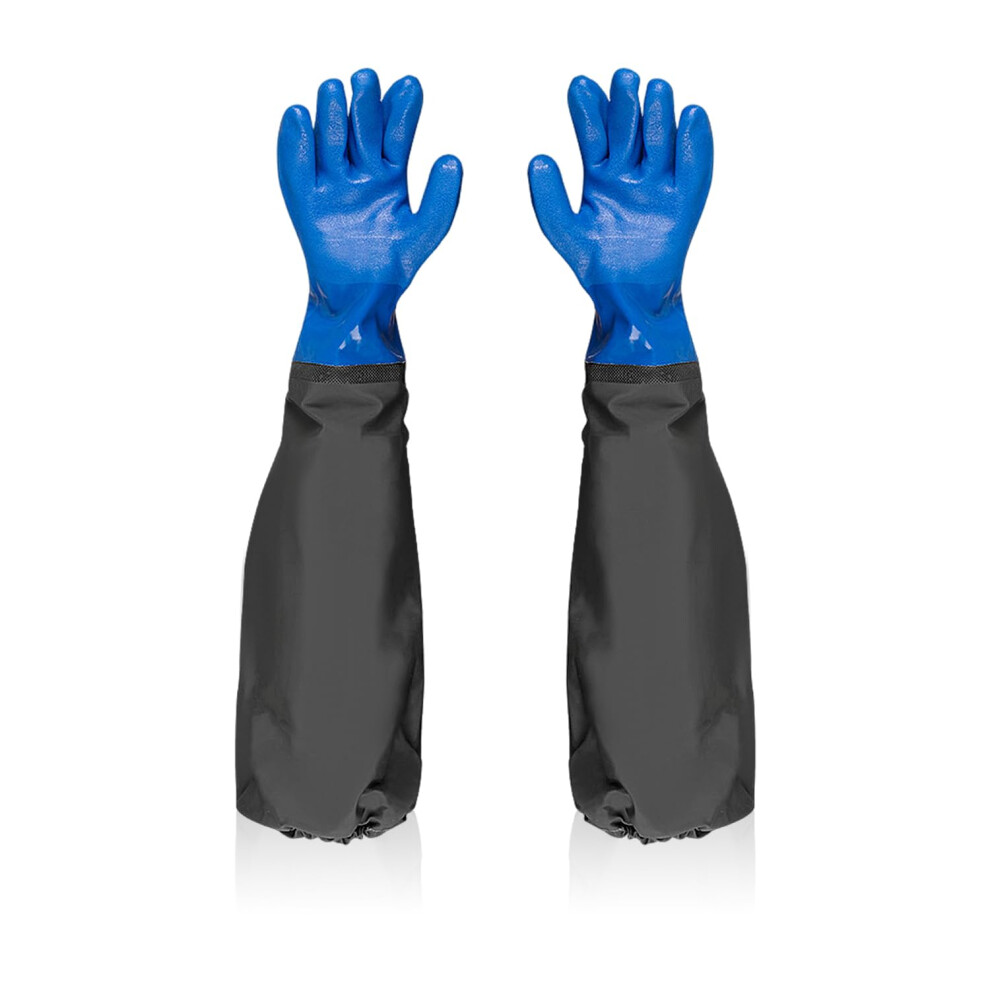 1 Pair of Long Rubber Gloves, Waterproof Gardening Gloves, Cleaning Gloves, Frosted Non-slip Gloves, Thick Rubber Gloves, Reusable Gloves, Unisex-image-OPC-PG9W2NP-NEW