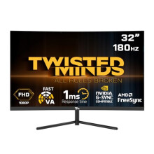 Twisted Minds 32 Inch Display Fast VA Gaming Monitor - 1920 x 1080 FHD Resolution, 180 Hz Refresh Rate, 16:9 Aspect Ratio, 1ms Response Time - Black