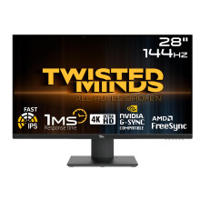 Twisted Minds 28 Inch Display Fast IPS Gaming Monitor - 3840 x 2160 FHD Resolution, 144 Hz Refresh Rate, 16:9 Aspect Ratio, 1ms Response Time - Black