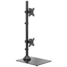 VIVO Dual Monitor Desk Stand with Tempered Glass Base, Free-Standing LCD Mount, Holds in Stacked Vertical Position 2 Ultrawide Screens up to 34