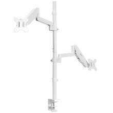 VIVO Dual Monitor Arm Extra Tall Mount for Screens up to 32 inches, Pneumatic Height Adjustment, Full Articulating Heavy Duty VESA Stand with Desk