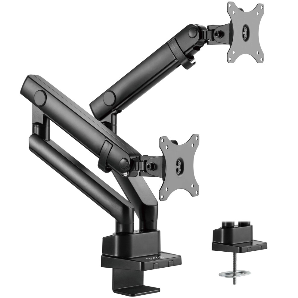 Vivo Premium Aluminum Full Motion Dual Monitor Desk Mount Stand With Lift Engine Arm, Fits Ultrawide Screens Up To 35 Inches, Stand-V102bb