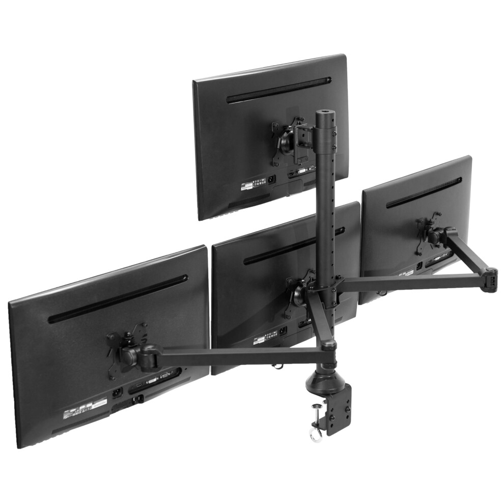 VIVO Steel Quad LED LCD Computer Monitor Heavy Duty Desk Mount, 3 Plus 1 Fully Adjustable Stand, Holds 4 Screens up to 32 inches, STAND-V104A