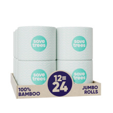 Guardar rboles de bamb papel higinico - 12 rollos de papel higinico orgnico 3 pilas 300 hojas por rollo - papel higinico vegano y qumico sin P