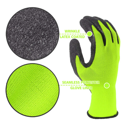 Guanti di Sicurezza in Lattice Crinkle Coated Evridwear per Uomini e Donne Multiuso (9) 2