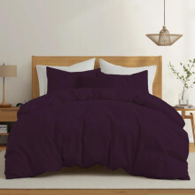 Rohi Easy Care plain King Size Duvet Cover set ? Soft & Breathable Plum Bedding Set ? Button Closure ? Anti Allergy Quilt Cover Set with Pillowcases