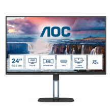 AOC 24V5CE - 24 Inch FHD Monitor, 75Hz, IPS, 1ms, Flicker Free, Low Blue mode, Speakers , Tilt (1920 x 1080 @ 75Hz, 300 cd/m?, HDMI 1.4, USB-C)