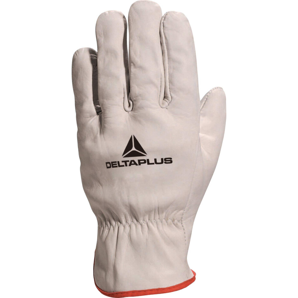 Delta Plus Fbn49 Grey Full Grain Leather Safety Work Gloves (Small) 4203379603131