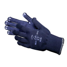 12 Pairs Jah 5030 Cotton/Polyester Knit Gloves, Working Gloves, with Dots, Safe Grip, Blue, Size 8, Pack of 24 Pieces