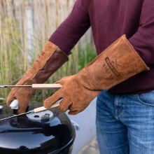 Leather BBQ gloves personalised - Barbecue gloves engraved with name or text for men and women, heat resistant
