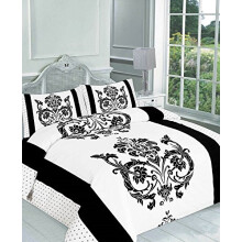 Artistic Fashionista Luxury & Modern DARCY Duvet/Quilt Cover & Pillowcases Bedding Set - Printed Range (Double, Black)