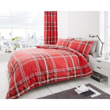 Artistic Fashionista Luxurious Quality NEWTON TARTAN CHECK Duvet/Quilt Cover Bedding Set with Pillowcases (Red, Single)