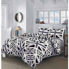 NZ Union Jack Flag Pattern Luxurious Duvet Cover Sets Bedding Sets With Matching Pillowcases (Black, Double)