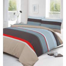 NZ Carter Stripes Pattern Luxurious Modern Style Duvet Cover Sets Reversible Bedding Sets (Chocolate, Double)