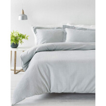 "Riva Home Paoletti Double Duvet Cover Set Silver Grey Waffle Weave Texture 2 x Oxford Border Pillowcases Included 100% Cotton Machine Washable 200 x