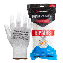 Blackrock Pack Of 6 Pairs Lightweight Painter's PU Grip Safety Work Gloves, Mens Womens Sensitive Precision Working, Ideal For Painting & Decorating,