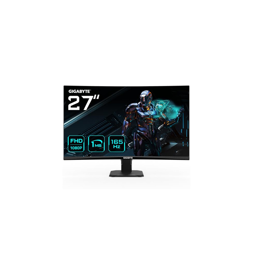 Gigabyte Gs27f 27" Fhd Gaming Monitor - 1920 X 1080, 165Hz, 1Ms, 300 Cd/M?, Freesync Premium, Hdr Ready, Hdmi 2.0, Displayport 1.4