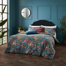 Wylder Tropics Viranai Exotic Floral Duvet Cover Set, Lake Blue