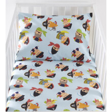 Pirates Map Light Blue Cot Duvet Cover & Pillowcase Set - 90cm x 120cm