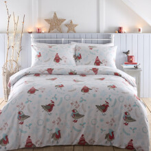 Portfolio Home Robins Birds Festive Multi King Soft Easy Care Bed Linen Bedding Duvet Cover Quilt Set With Pillow Cases