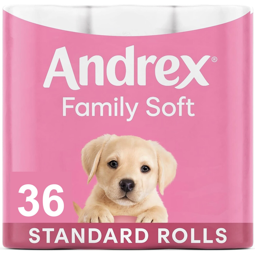 Andrex Gentle Clean Toilet Rolls - 36 Toilet Roll Pack - Bulk Buy Toilet Rolls - Gentle and Soft on Your Family's Skin - Dermatologically Tested