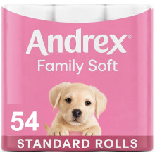 Andrex Gentle Clean Toilet Rolls - 54 Toilet Roll Pack - Bulk Buy Toilet Rolls - Gentle and Soft on Your Family's Skin - Dermatologically Tested